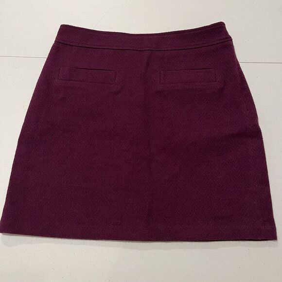 Loft Herringbone Tweed Shift Pocket Sz 4 Purple Mini Skirt Side Zip Lined - Picture 3 of 10